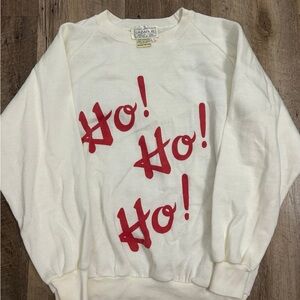 Vintage Lazarus White Sweatshirt with Red 'Ho! Ho! Ho!' Print